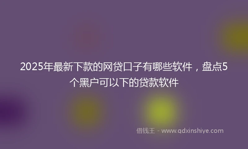 2025年最新下款的网贷口子有哪些软件，盘点5个黑户可以下的贷款软件
