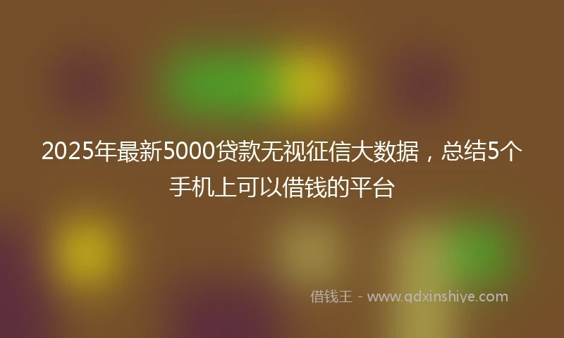 2025年最新5000贷款无视征信大数据，总结5个手机上可以借钱的平台