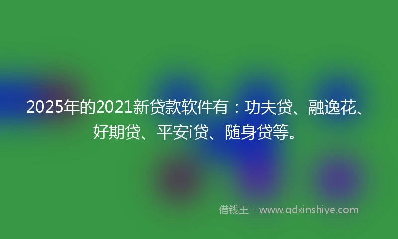 2025年的2021新贷款软件有：功夫贷、融逸花、好期贷、平安i贷、随身贷等。