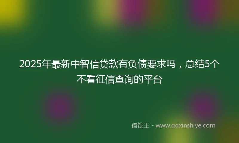 2025年最新中智信贷款有负债要求吗，总结5个不看征信查询的平台