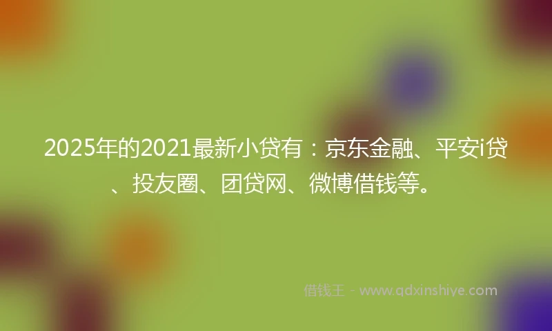 2025年的2021最新小贷有：京东金融、平安i贷、投友圈、团贷网、微博借钱等。