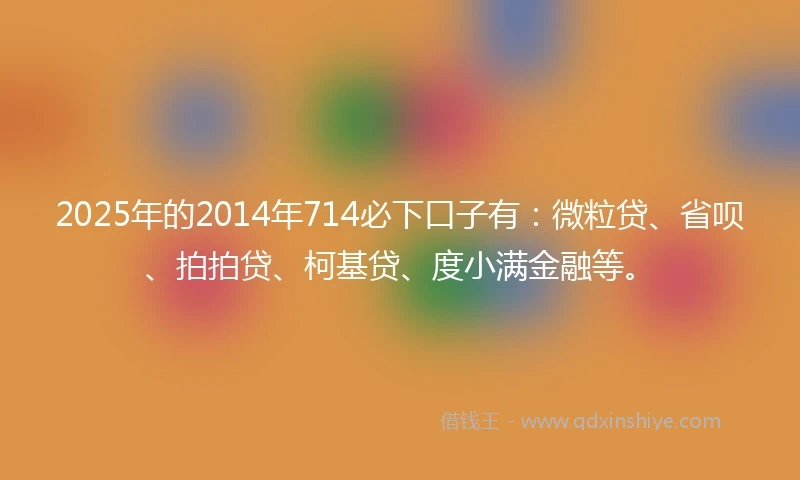 2025年的2014年714必下口子有：微粒贷、省呗、拍拍贷、柯基贷、度小满金融等。