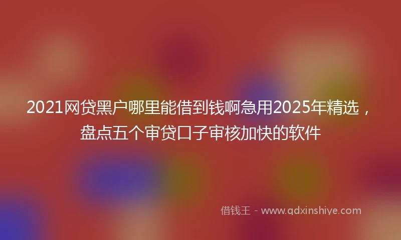 2021网贷黑户哪里能借到钱啊急用2025年精选，盘点五个审贷口子审核加快的软件