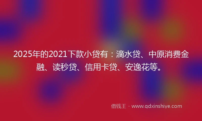 2025年的2021下款小贷有：滴水贷、中原消费金融、读秒贷、信用卡贷、安逸花等。