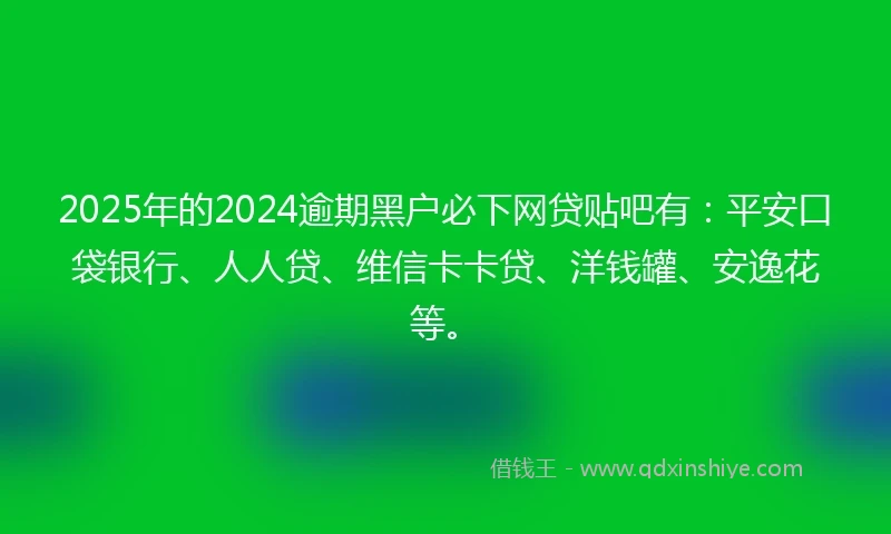 2025年的2024逾期黑户必下网贷贴吧有：平安口袋银行、人人贷、维信卡卡贷、洋钱罐、安逸花等。