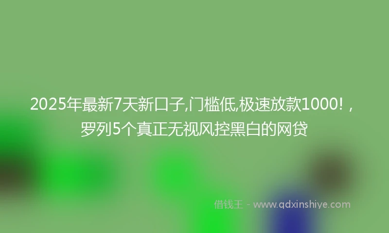 2025年最新7天新口子,门槛低,极速放款1000!，罗列5个真正无视风控黑白的网贷