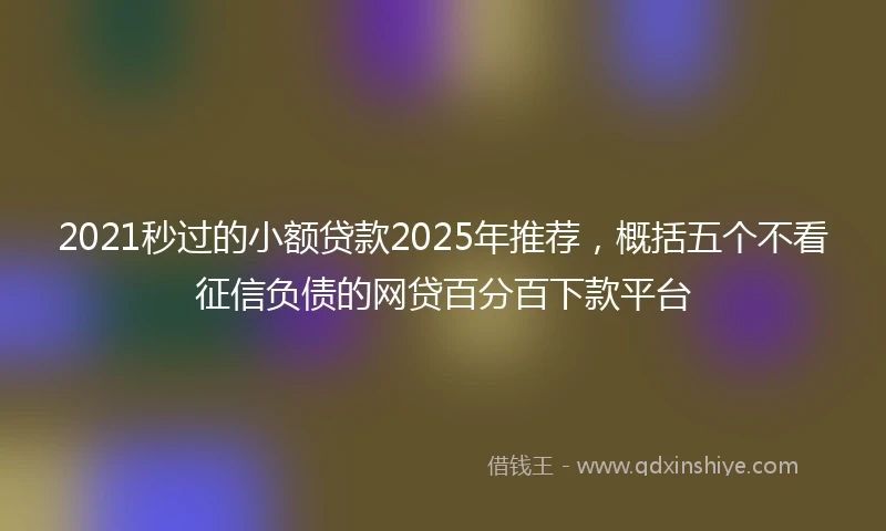 2021秒过的小额贷款2025年推荐，概括五个不看征信负债的网贷百分百下款平台