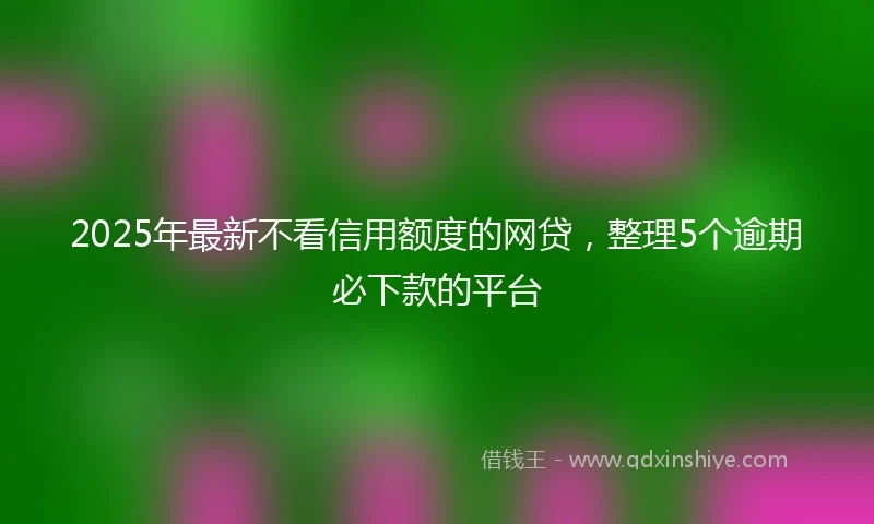 2025年最新不看信用额度的网贷，整理5个逾期必下款的平台