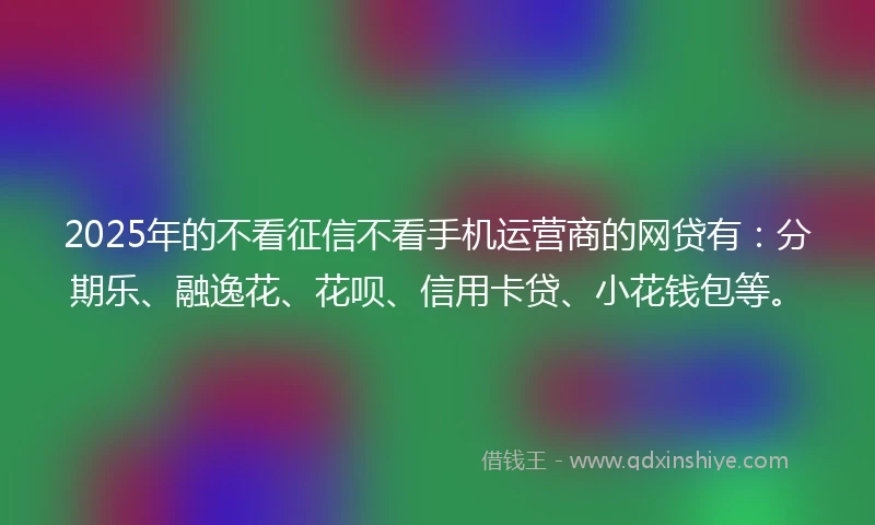 2025年的不看征信不看手机运营商的网贷有：分期乐、融逸花、花呗、信用卡贷、小花钱包等。