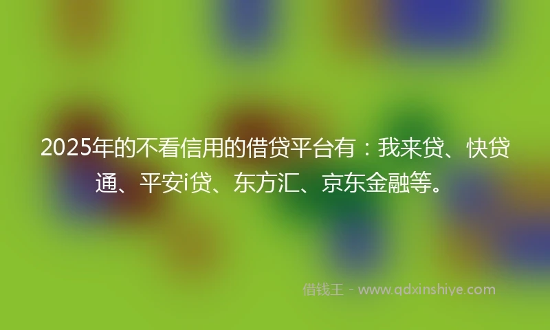 2025年的不看信用的借贷平台有：我来贷、快贷通、平安i贷、东方汇、京东金融等。