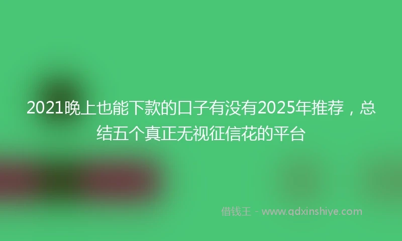 2021晚上也能下款的口子有没有2025年推荐，总结五个真正无视征信花的平台