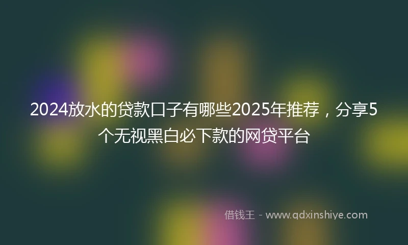 2024放水的贷款口子有哪些2025年推荐，分享5个无视黑白必下款的网贷平台