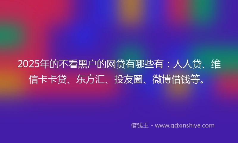 2025年的不看黑户的网贷有哪些有：人人贷、维信卡卡贷、东方汇、投友圈、微博借钱等。