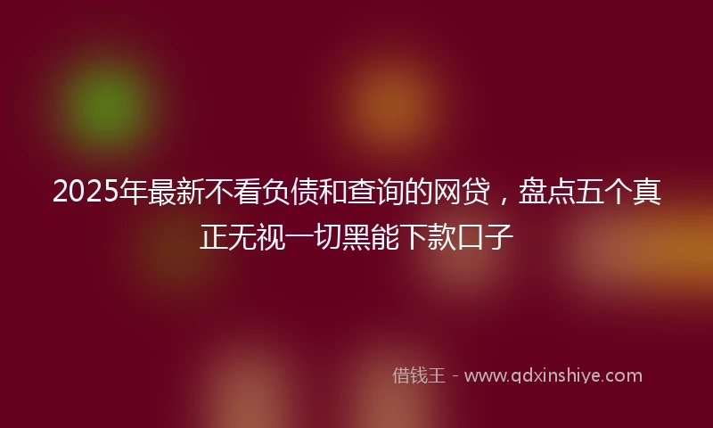 2025年最新不看负债和查询的网贷，盘点五个真正无视一切黑能下款口子