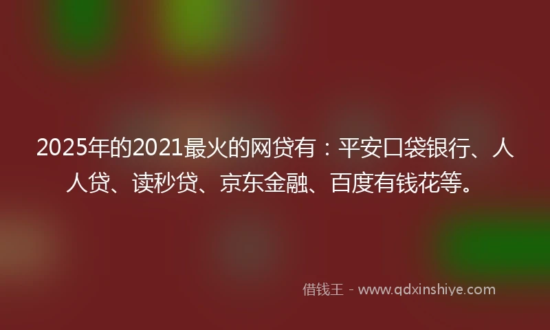 2025年的2021最火的网贷有：平安口袋银行、人人贷、读秒贷、京东金融、百度有钱花等。