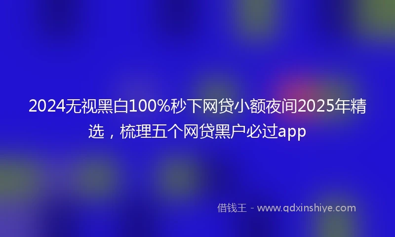 2024无视黑白100%秒下网贷小额夜间2025年精选，梳理五个网贷黑户必过app