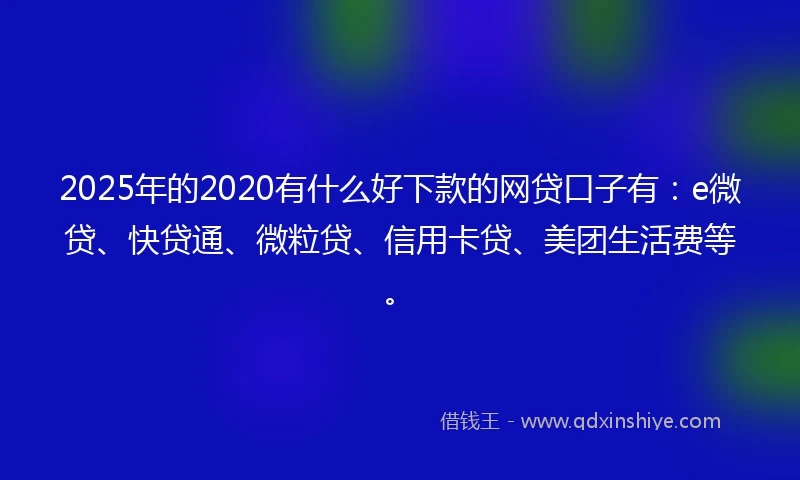 2025年的2020有什么好下款的网贷口子有：e微贷、快贷通、微粒贷、信用卡贷、美团生活费等。