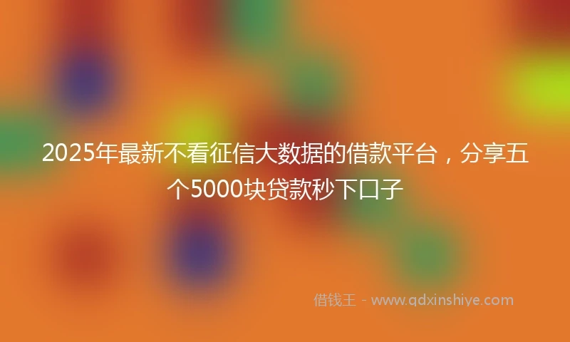 2025年最新不看征信大数据的借款平台，分享五个5000块贷款秒下口子