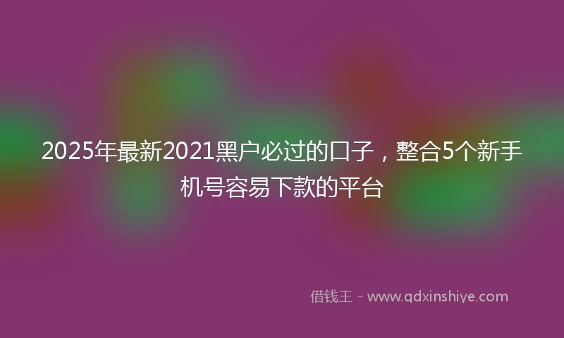 2025年最新2021黑户必过的口子，整合5个新手机号容易下款的平台