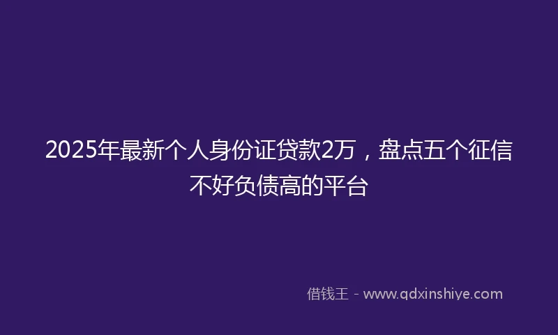 2025年最新个人身份证贷款2万，盘点五个征信不好负债高的平台