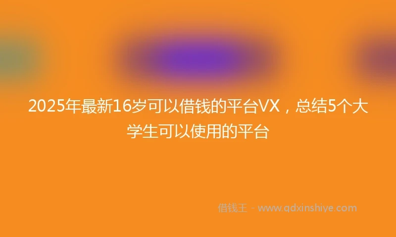 2025年最新16岁可以借钱的平台VX，总结5个大学生可以使用的平台