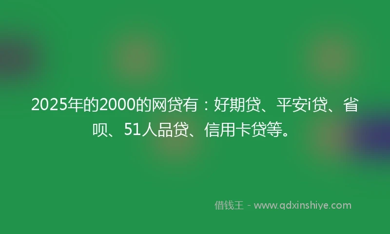 2025年的2000的网贷有：好期贷、平安i贷、省呗、51人品贷、信用卡贷等。