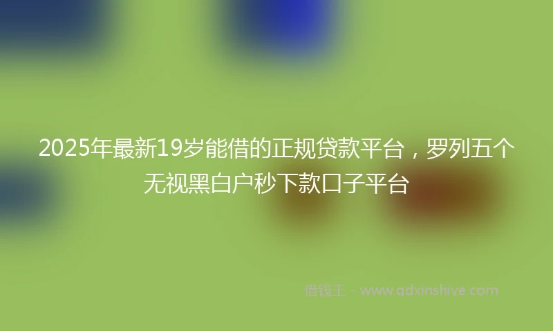 2025年最新19岁能借的正规贷款平台，罗列五个无视黑白户秒下款口子平台