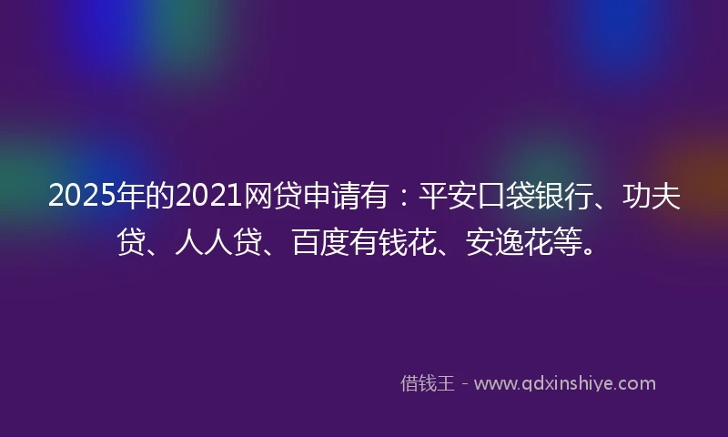 2025年的2021网贷申请有：平安口袋银行、功夫贷、人人贷、百度有钱花、安逸花等。