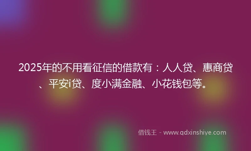2025年的不用看征信的借款有：人人贷、惠商贷、平安i贷、度小满金融、小花钱包等。