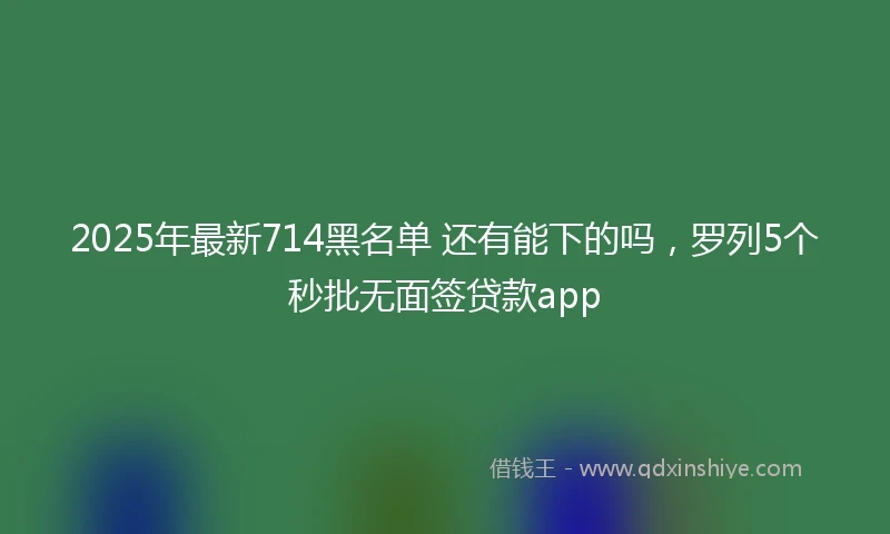 2025年最新714黑名单 还有能下的吗，罗列5个秒批无面签贷款app