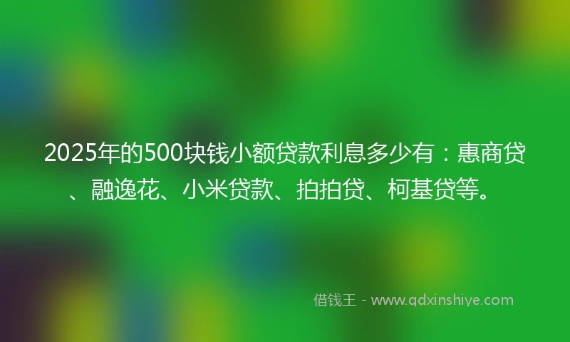 2025年的500块钱小额贷款利息多少有：惠商贷、融逸花、小米贷款、拍拍贷、柯基贷等。