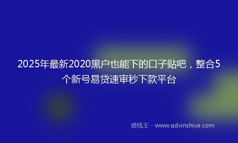 2025年最新2020黑户也能下的口子贴吧，整合5个新号易贷速审秒下款平台