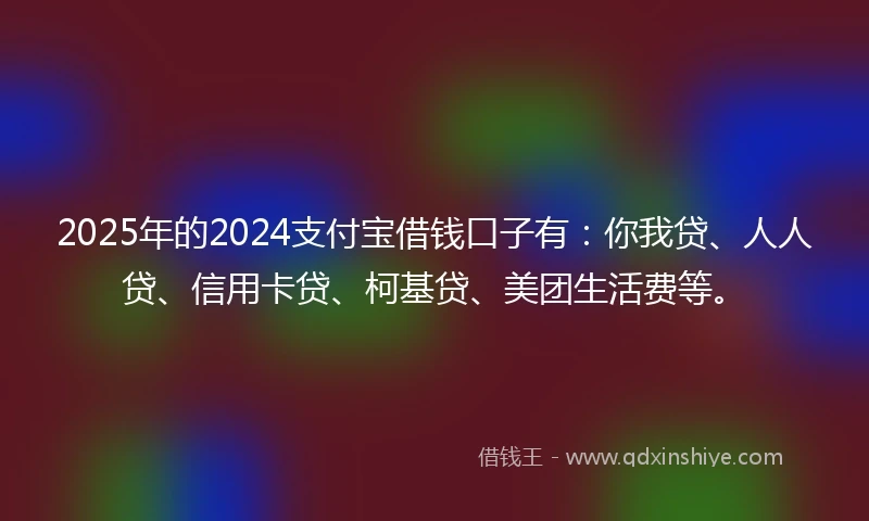 2025年的2024支付宝借钱口子有：你我贷、人人贷、信用卡贷、柯基贷、美团生活费等。