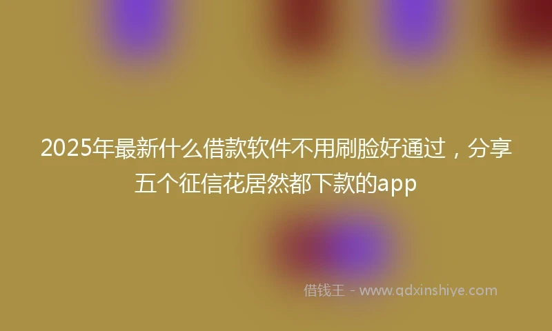 2025年最新什么借款软件不用刷脸好通过，分享五个征信花居然都下款的app