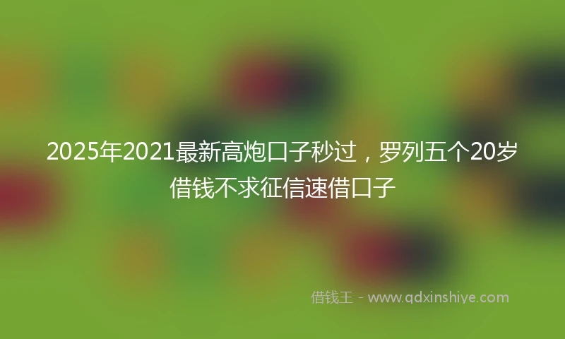 2025年2021最新高炮口子秒过，罗列五个20岁借钱不求征信速借口子