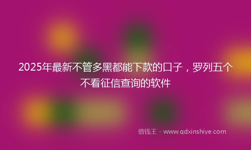 2025年最新不管多黑都能下款的口子，罗列五个不看征信查询的软件