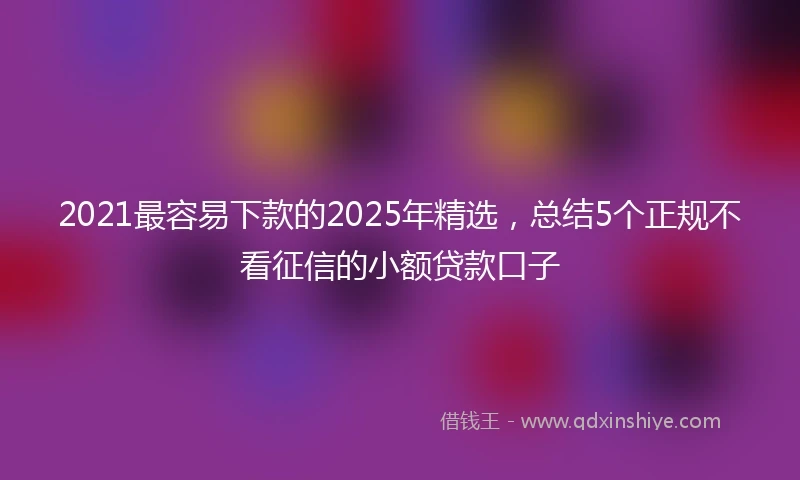 2021最容易下款的2025年精选，总结5个正规不看征信的小额贷款口子