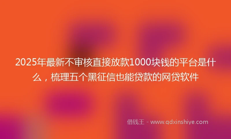 2025年最新不审核直接放款1000块钱的平台是什么，梳理五个黑征信也能贷款的网贷软件