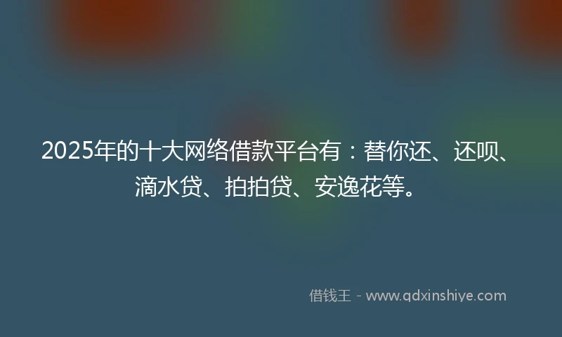 2025年的十大网络借款平台有：替你还、还呗、滴水贷、拍拍贷、安逸花等。