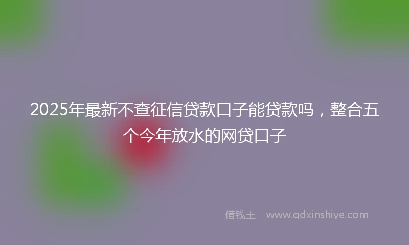 2025年最新不查征信贷款口子能贷款吗，整合五个今年放水的网贷口子
