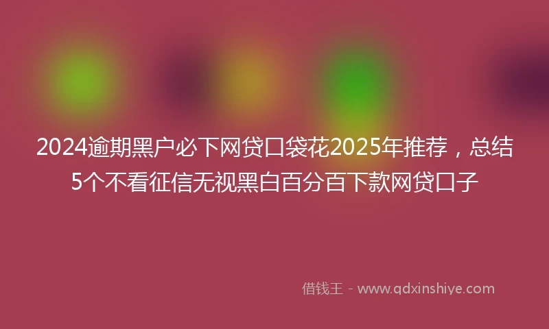 2024逾期黑户必下网贷口袋花2025年推荐，总结5个不看征信无视黑白百分百下款网贷口子