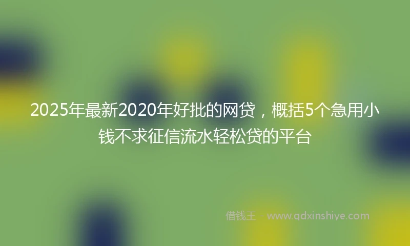 2025年最新2020年好批的网贷，概括5个急用小钱不求征信流水轻松贷的平台