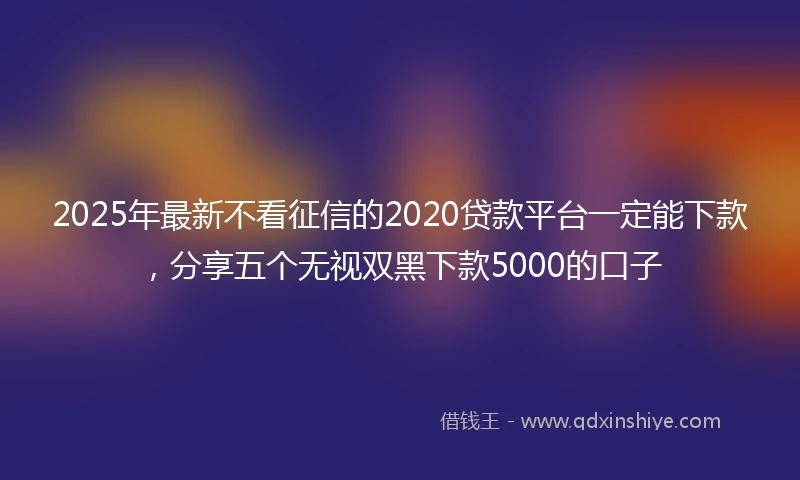 2025年最新不看征信的2020贷款平台一定能下款，分享五个无视双黑下款5000的口子