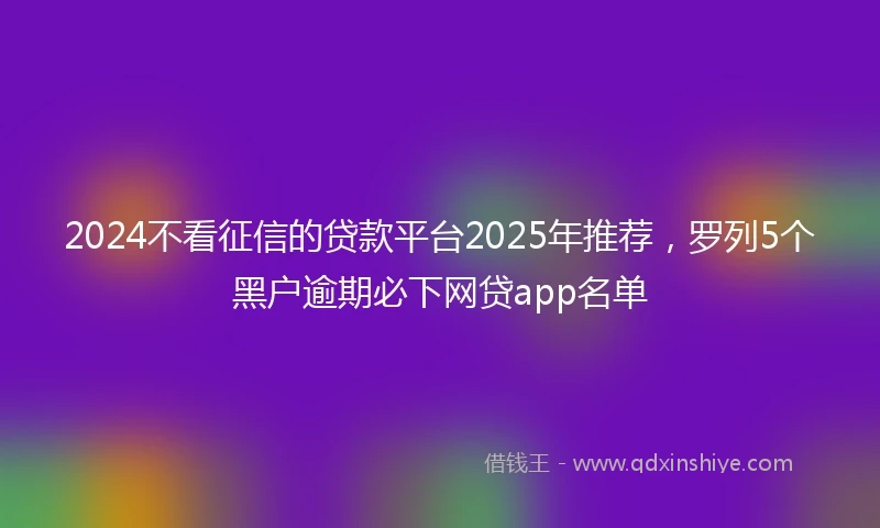 2024不看征信的贷款平台2025年推荐，罗列5个黑户逾期必下网贷app名单