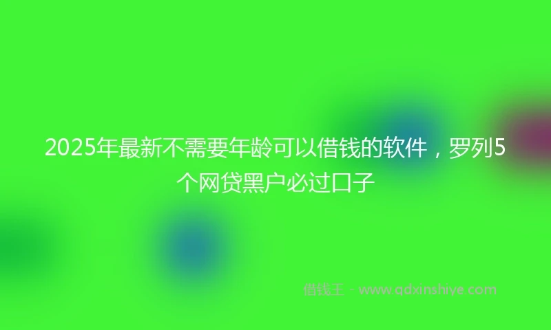 2025年最新不需要年龄可以借钱的软件，罗列5个网贷黑户必过口子