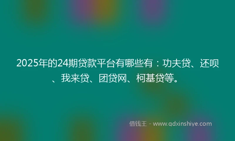 2025年的24期贷款平台有哪些有：功夫贷、还呗、我来贷、团贷网、柯基贷等。
