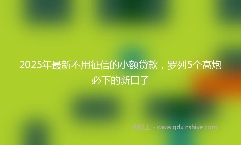 2025年最新不用征信的小额贷款，罗列5个高炮必下的新口子