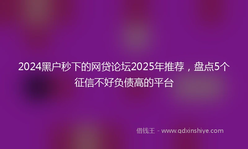 2024黑户秒下的网贷论坛2025年推荐，盘点5个征信不好负债高的平台