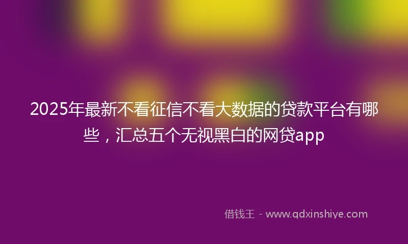 2025年最新不看征信不看大数据的贷款平台有哪些，汇总五个无视黑白的网贷app