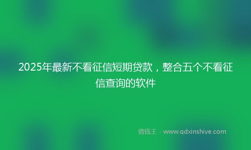 2025年最新不看征信短期贷款，整合五个不看征信查询的软件